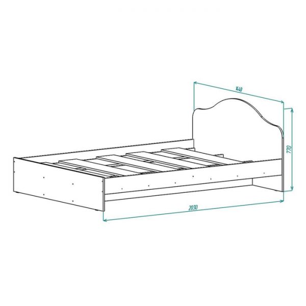 Кровать Кр-2, 1400х2000, Дуб Сонома