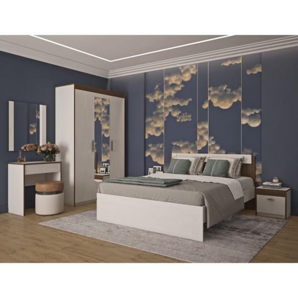 Шкаф для одежды 3-х дверный «Ницца», зеркало, бодега светлый / ясень шимо тёмный