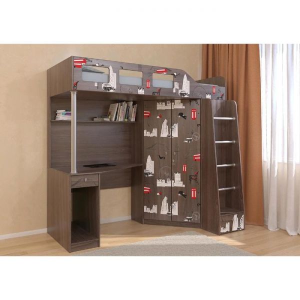 Детский комплекс «Астра 7», цвет дуб шамони, фотопечать «Лондон»