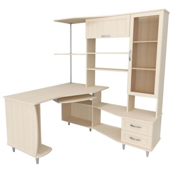 Стол компьютерный Альфа-4 Правый Дуб молочный/венге