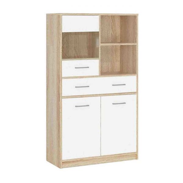 Комод с витриной «Стелс», 1 ящик, 834 ? 343 ? 1440 мм, цвет дуб сонома / белый