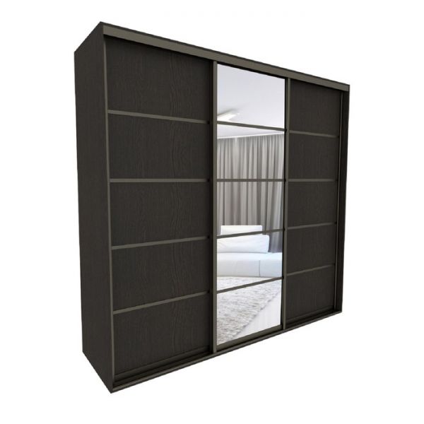 Шкаф-купе «Акцент-Квадро Д», 1500 ? 600 ? 2310 мм, вставки зеркало, лдсп, цвет венге