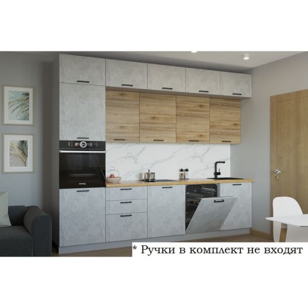 Кухонный гарнитур ЛОФТ-31 3000х600 Сахара/Бетон светлый