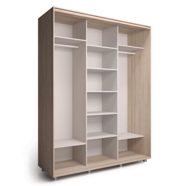 Шкаф-купе Стильный зеркало Ясень шимо светлый/Белый/Венге светлый 2100х600х2300