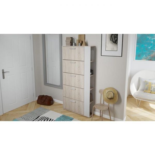 Тумба для обуви Эрика №2 790х1656х226 Дуб Сонома/Белый ясень