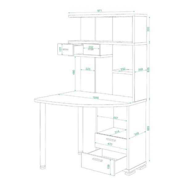 Стол компьютерный «СК 20», 1050 ? 850 ? 1740 мм, левый, цвет нельсон / белый