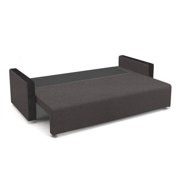 Диван «Алиса 4», еврокнижка, бельевой ящик, ткань рогожка, цвет bahama ash/теоs dark brown