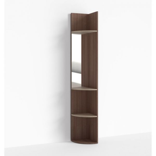 Стеллаж радиусный с зеркалом ПР-ШС-1-7, 330х330х2100 мм, ясень шимо св, ясень шимо тем