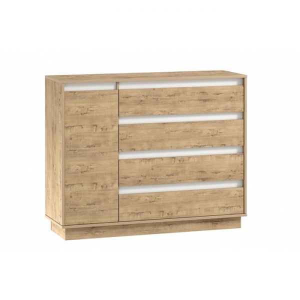 Комод Virginia НМ 011.01, 1242х400х994 Белый Скандинавский/Дуб Бунратти