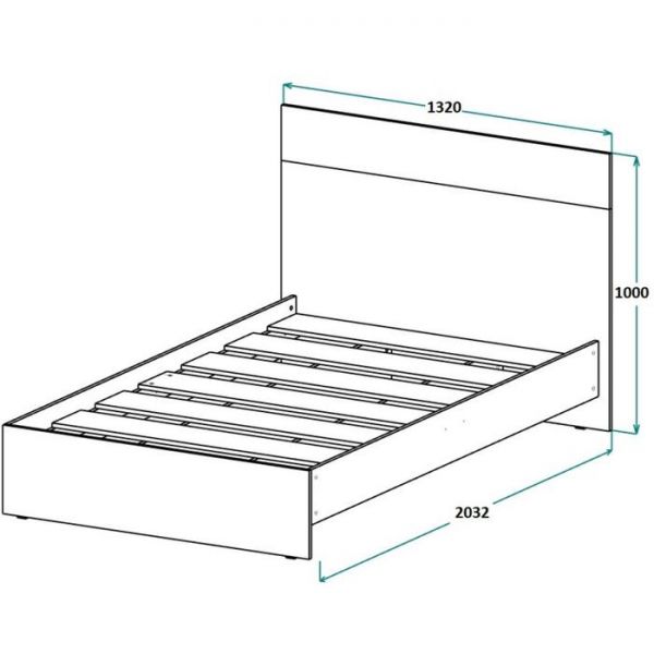 Кровать  ЛАЙТ 1200х2000 Белый/корпус Дуб Сонома