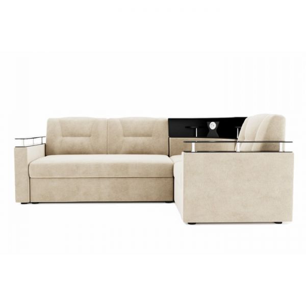 Угловой диван «София», угол правый, дельфин, подсветка, велюр, ЛДСП венге, цвет селфи 01