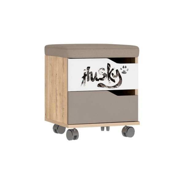 Тумба с ящиком и мягким Хаски-52 ирландский дуб/белый/мокко
