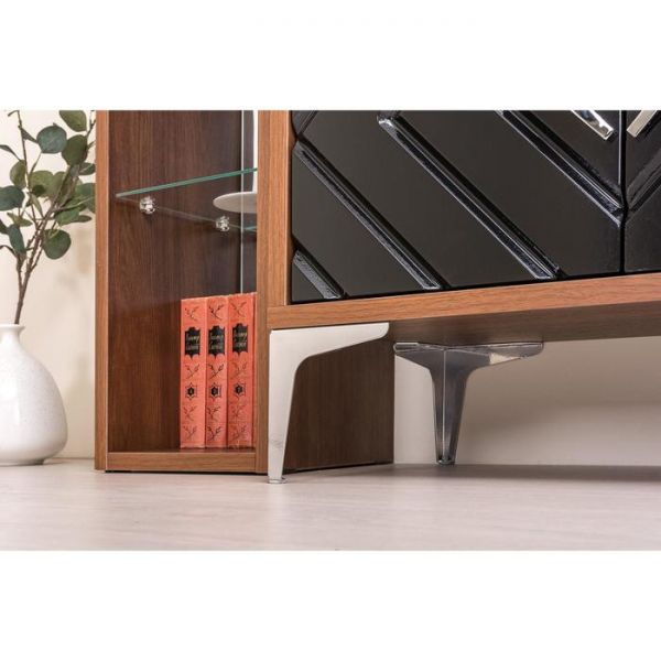 Тумба под ТВ Муар 13.262, 1380х399х534, Орех селект каминный/Черный глянец