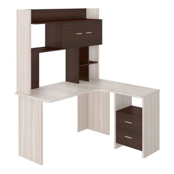 Компьютерный стол, 1300 ? 1200 ? 1785 мм, правый угол, цвет карамель/венге