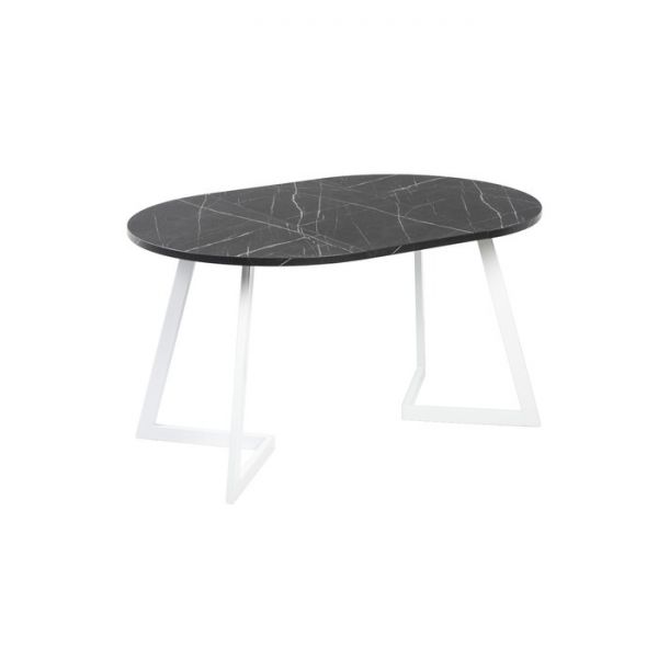 Стол РИМ D-1050/1500х1050х760 Камень Черный/Опора Гермес белая глянцевая