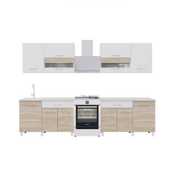 Кухонный гарнитур Тренд 2400, Белый/Сонома/Белый