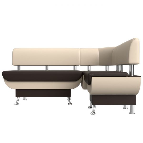 Кухонный угловой диван «Альфа», экокожа, цвет коричневый / бежевый