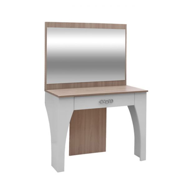 Туалетный стол «Виолетта», 900 ? 420 ? 1450 мм, зеркало, цвет шимо светлый / белый глянец