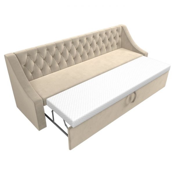 Кухонный прямой диван «Мерлин», механизм дельфин, рогожка, цвет серый