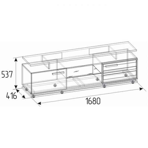 Тумба ТВ Nature 3, 1680 ? 416 ? 537 мм, цвет гаскон пайн / чёрный