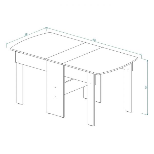 Стол книжка простая СТК-1 750х1600х800 Дуб Сонома