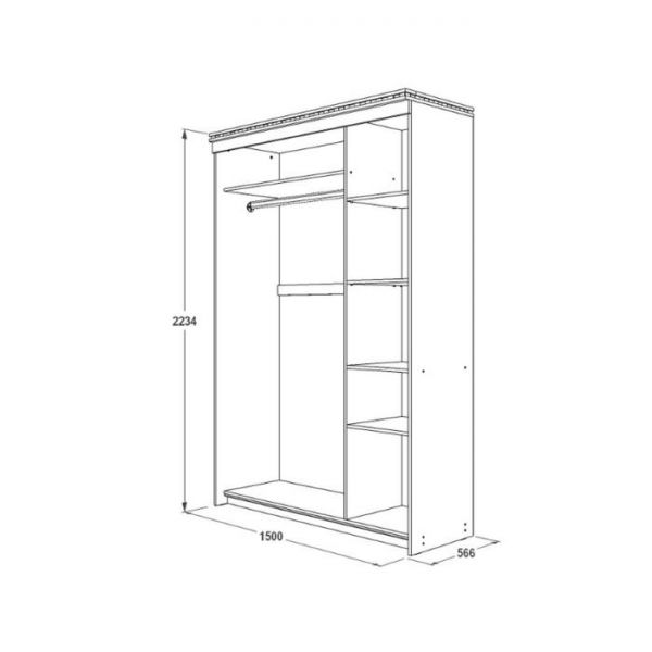 Шкаф-купе «Ольга 13», 1500 ? 566 ? 2234 мм, зеркало, ясень анкор тёмный / анкор светлый