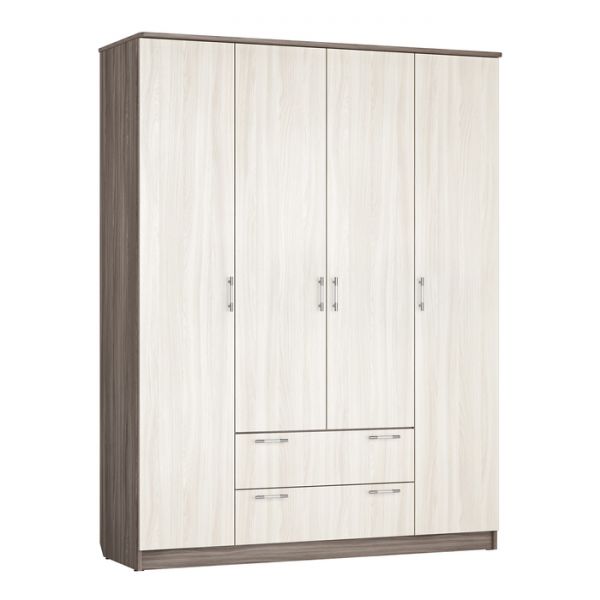 Шкаф 4-х створчатый ШР-4, 2100*1600*550 с ящиками Ясень Шимо Светлый/Темный