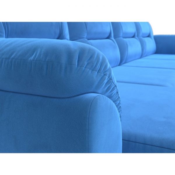 П-образный диван «Бостон», механизм дельфин, велюр, цвет синий