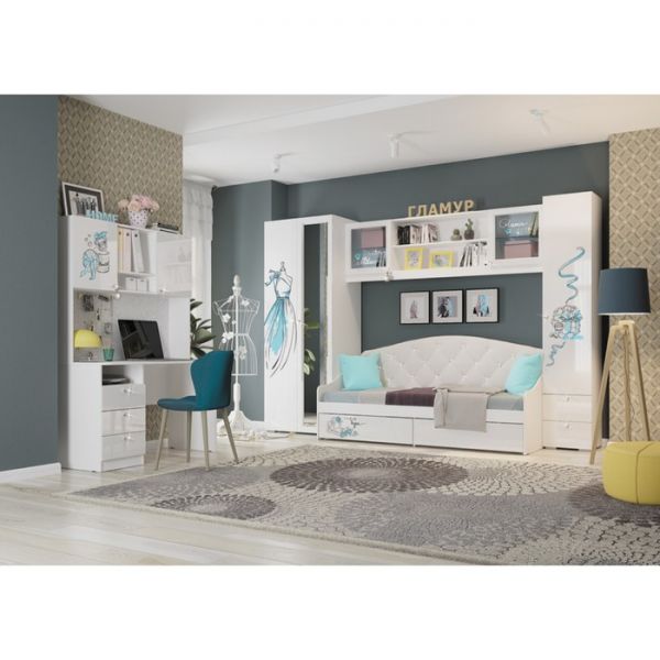 Шкаф комбинированный Гламур, 400х369х2100, Белый глянец