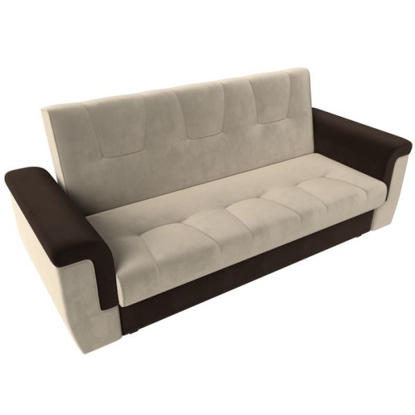 Прямой диван «Эллиот», механизм книжка, микровельвет, цвет бежевый / коричневый