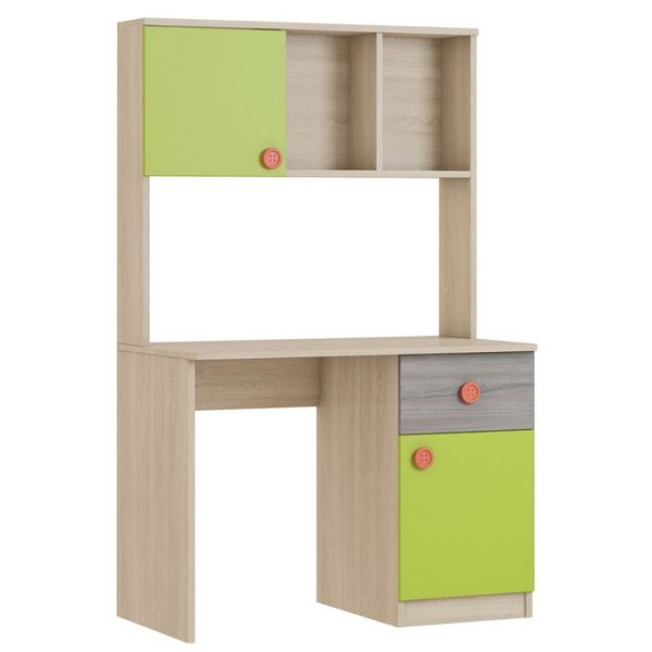Стол с полкой «Пуговка», 1004 ? 550 ? 1604 мм, цвет дуб сонома / вяз либерти тёмный / лайм