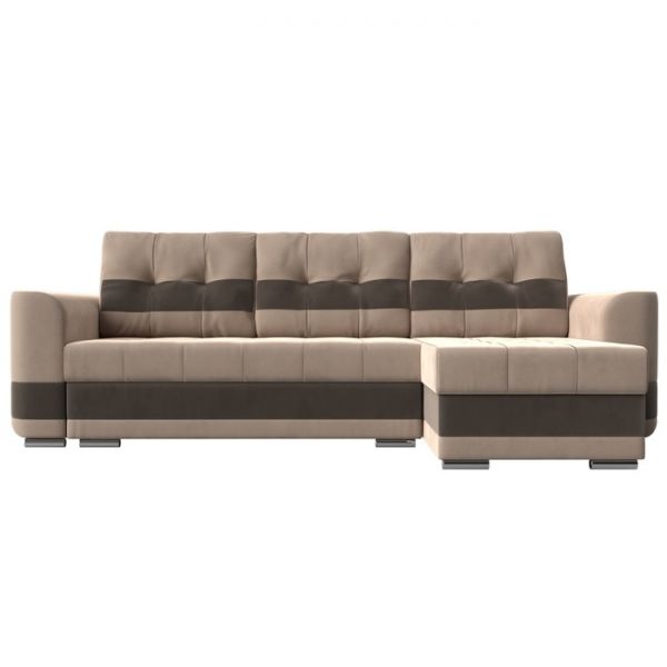 Угловой диван «Честер», механизм еврокнижка, велюр, цвет бежевый