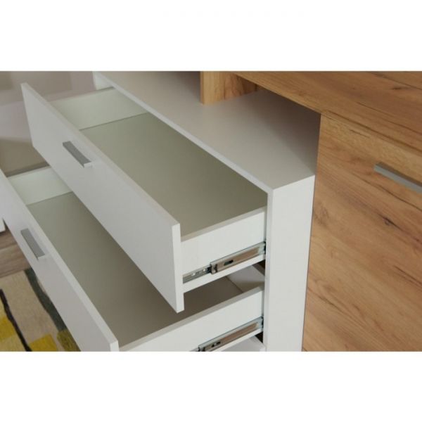 Комод «Невио 1», 1 дверь и 4 ящика, 1350 ? 450 ? 970 мм, цвет дуб крафт золотой / белый