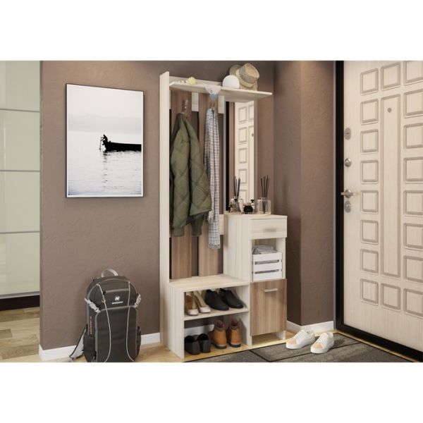 Прихожая Яр, 780х344х1800, Ясень шимо светлый/Ясень шимо темный