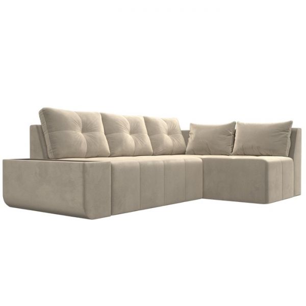 Угловой диван «Амадэус», правый угол, микровельвет, цвет бежевый