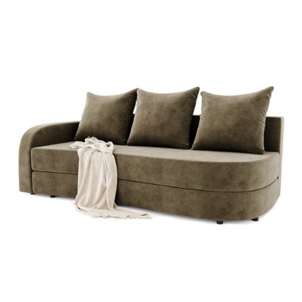 Диван прямой «Гитара», еврокнижка, ППУ, велюр, локоть левый, цвет селфи 03