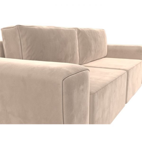 Прямой диван «Беккер», механизм еврокнижка, велюр, цвет бежевый