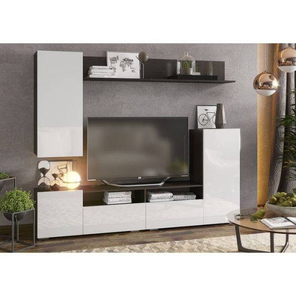 Гостиная Лия МДФ, 2130х1680х350, Венге/Белый глянец