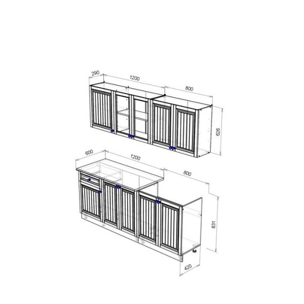 Кухня Нова 2 м МДФ, Белый/Фисташка