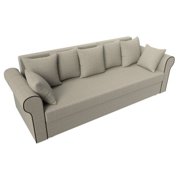 Прямой диван «Рейн», механизм еврокнижка, рогожка, цвет бежевый / кант коричневый