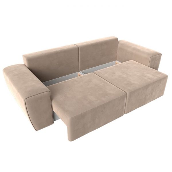 Прямой диван «Беккер», механизм еврокнижка, велюр, цвет бежевый