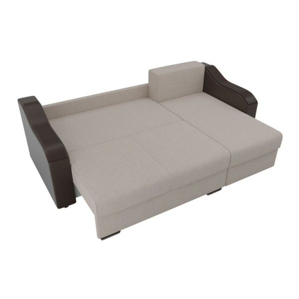 Угловой диван «Монако», механизм еврокнижка, рогожка, цвет бежевый / коричневый