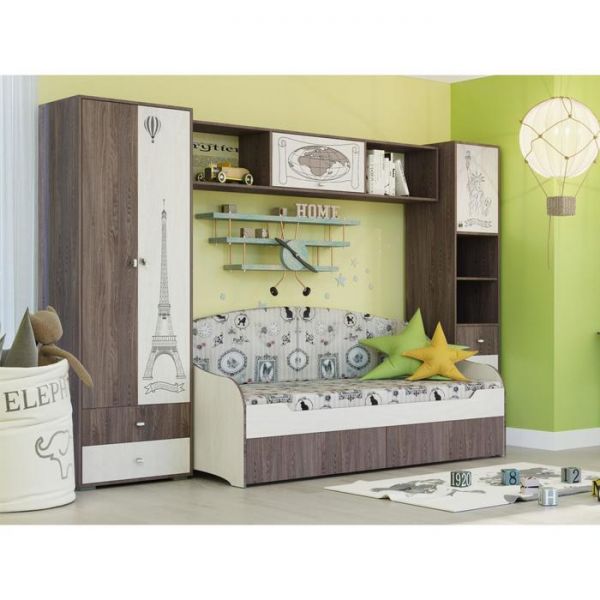 Шкаф комбинированный «Омега 18», фотопечать, цвет ясень анкор тёмный / анкор светлый