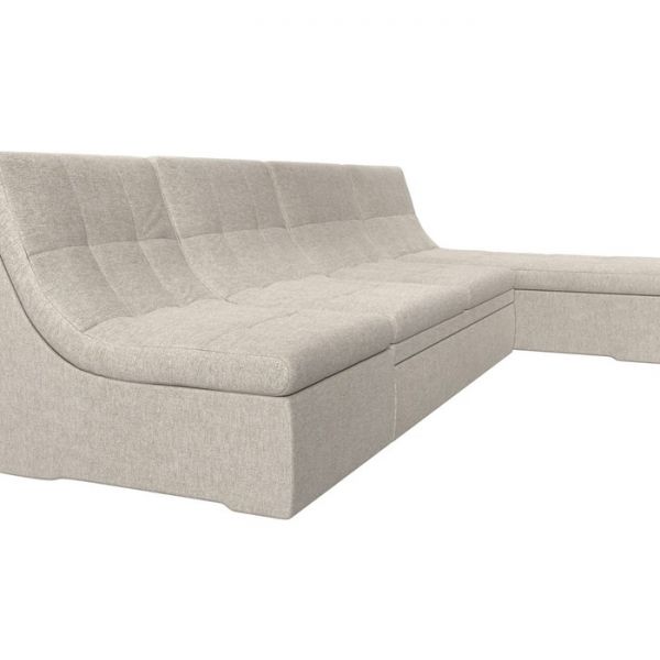 Угловой модульный диван «Холидей», механизм дельфин, рогожка, цвет бежевый