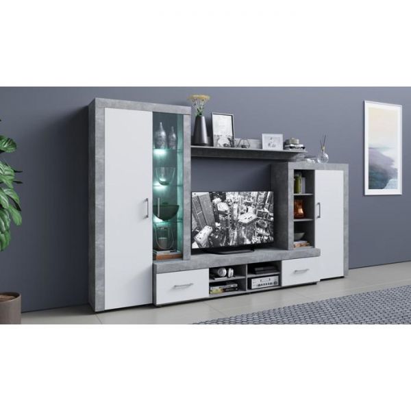 Гостиная «Джерси», без подсветки, 3060 ? 400 ? 1930 мм, цвет дуб крафт серый