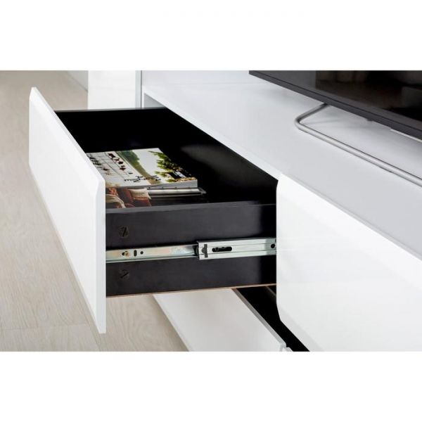 Тумба под ТВ Сидней 13.63, 1299х413х524, Черный/Белый премиум МДФ