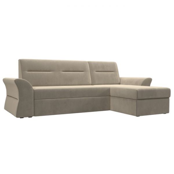 Угловой диван «Клайд», механизм дельфин, микровельвет, цвет бежевый