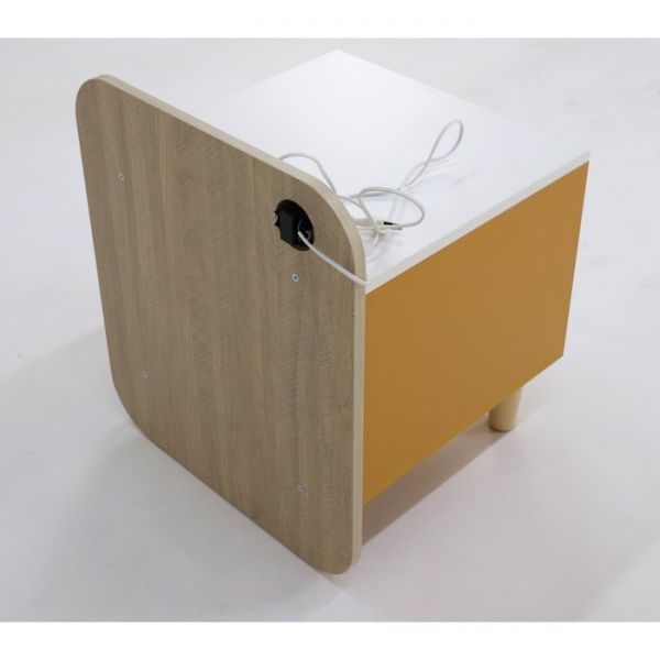 Тумба прикроватная Манго-5 500х460х580 белый/охра/палермо