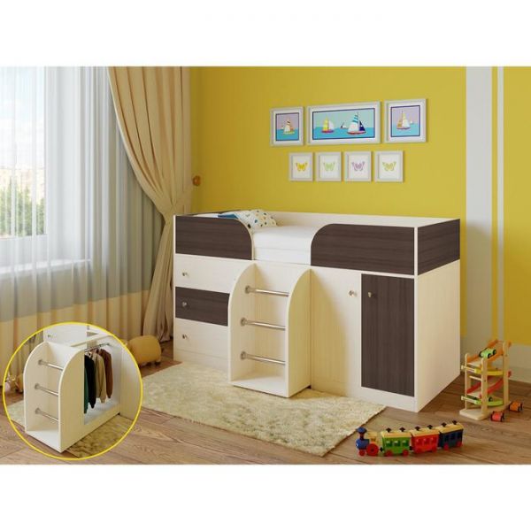 Детская кровать-чердак «Астра 5», цвет дуб молочный/дуб шамони