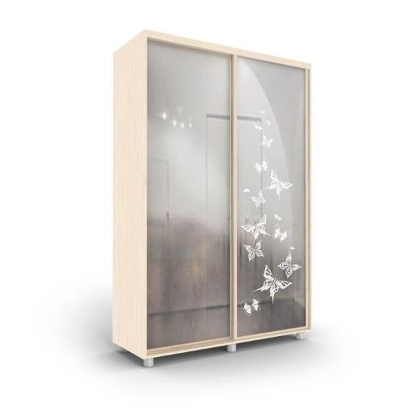 Шкаф-купе Дивный зеркало Бабочки Венге светлый/Белый 1600х600х2300
